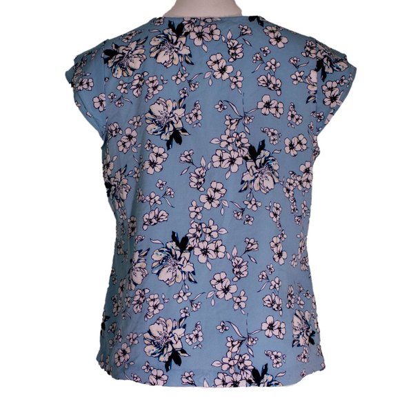 Ann Taylor Blue Floral Blouse sz m - Picture 3 of 5